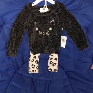 chenille baby sweater and cheetah print leggings